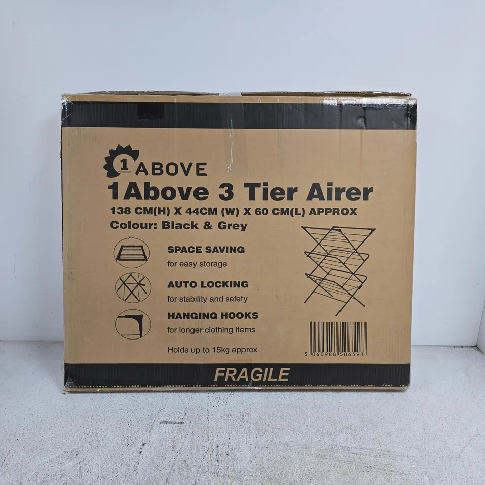 1ABOVE 3-TIER AIRER, BLACK & GREY