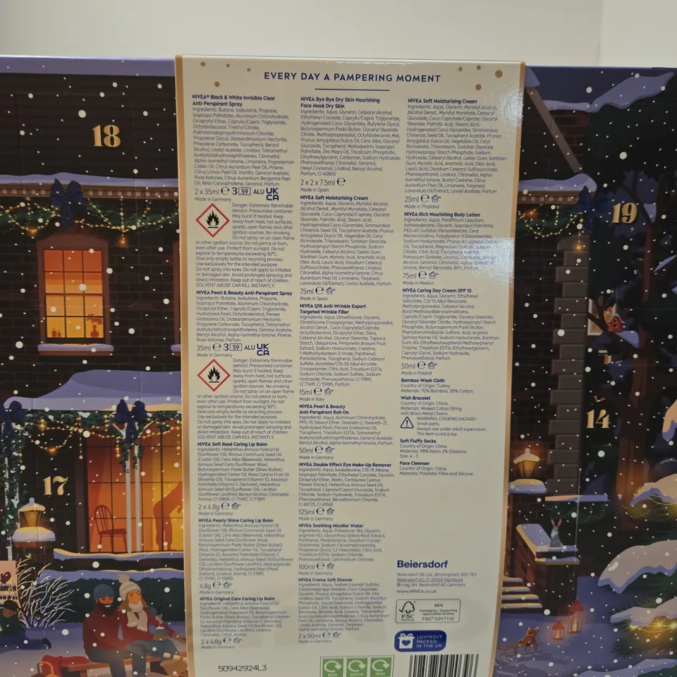 NIVEA ADVENT CALENDAR – 24 DAYS OF SKINCARE & TREATS (BOXED)