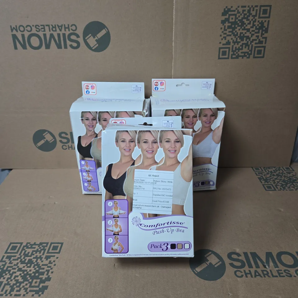3 X 3 PACK COMFORTISSE PUSH UP BRA XL