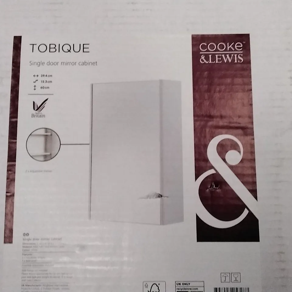 BOXED COOKE & LEWIS TOBIQUE SINGLE DOOR MIRROR CABINET