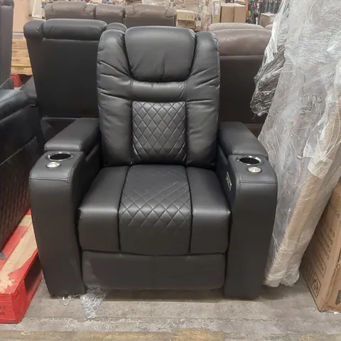 QUALITY DESIGNER FAUX LEATHER ELECTRIC RECLINING ARMCHAIR WITH CUPHOLDERS 