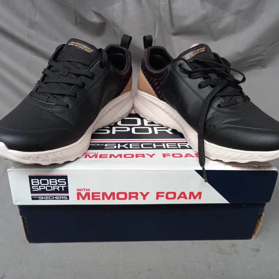 BOXED PAIR OF BOBS FROM SKECHERS TRAINERS IN BLACK SIZE 8