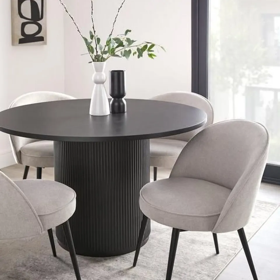 BOXED CARINA ROUND DINING TABLE & 4 CHAIRS (4 BOXES) RRP £799