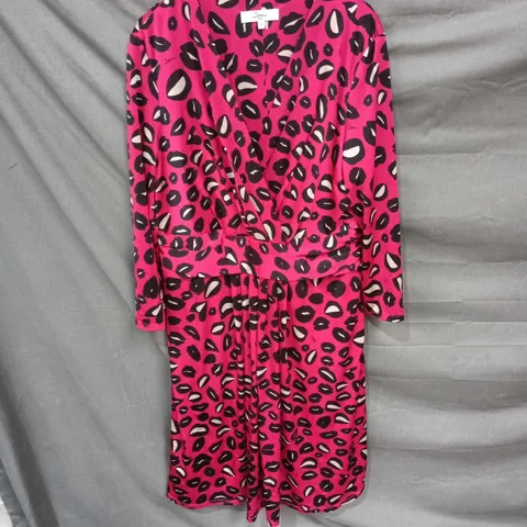 ISSA LONDON WOMEN'S PINK LEOPARD PRINT DRESS, UK SIZE 18