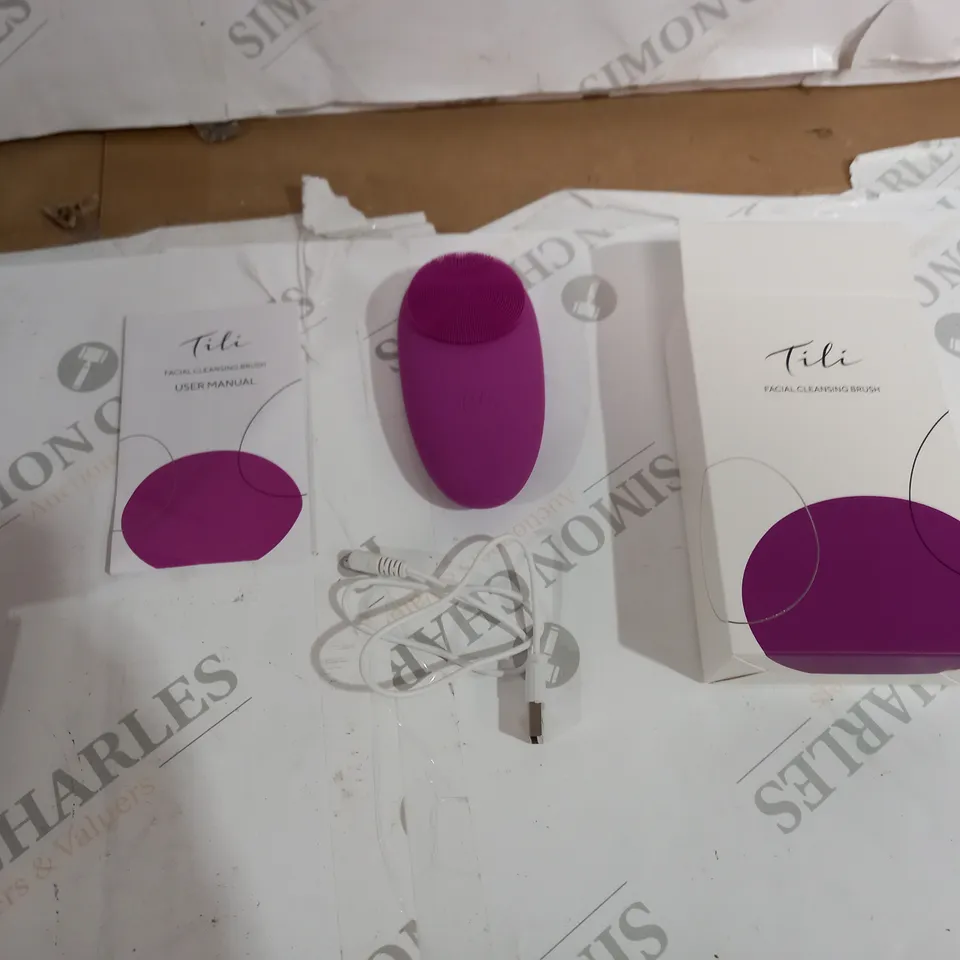 TILI RECHARGEABLE VARIABLE SPEED SILICONE FACIAL CLEANSING BRUSH PURPLE