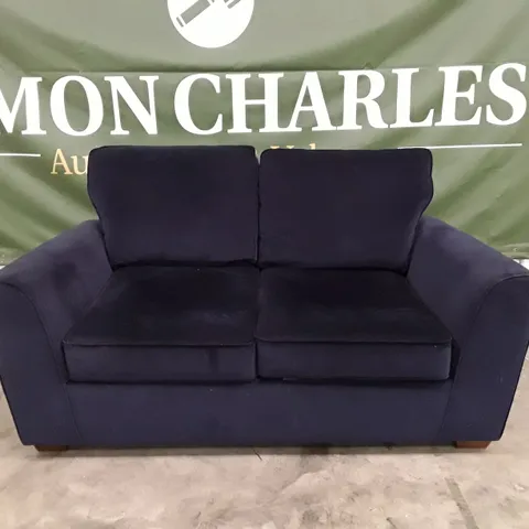 QUALITY DESIGNER 2 SEATER SOFA - DARK BLUE VELVET SOFA