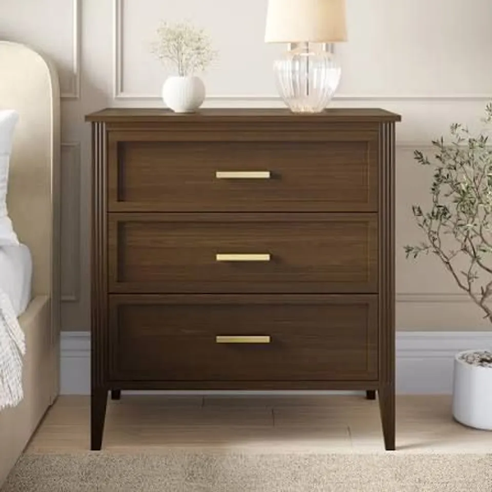 BOXED WALNUT 3 DRAWER CHEST OF DRAWERS - DELILAH