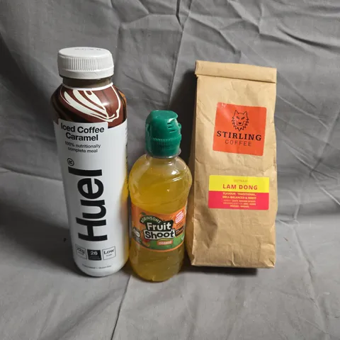 APPROXIMATELY 5 ASSORTED FOOD &DRINK ITEMS TO INCLUDE - HUEL, FRUIT SHOOT AND COFFEE  - COLLECTION ONLY