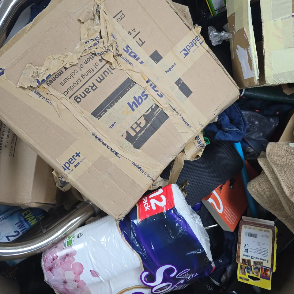 PALLET TO CONTAIN A LARGE ASSORTMENT OF HOUSEHOLD ITEMS TO INCLUDE OFFICE BINDERS, ETC - COLLECTION ONLY