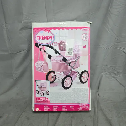 BAYER TRENDY PINK DOLL PRAM BOXED