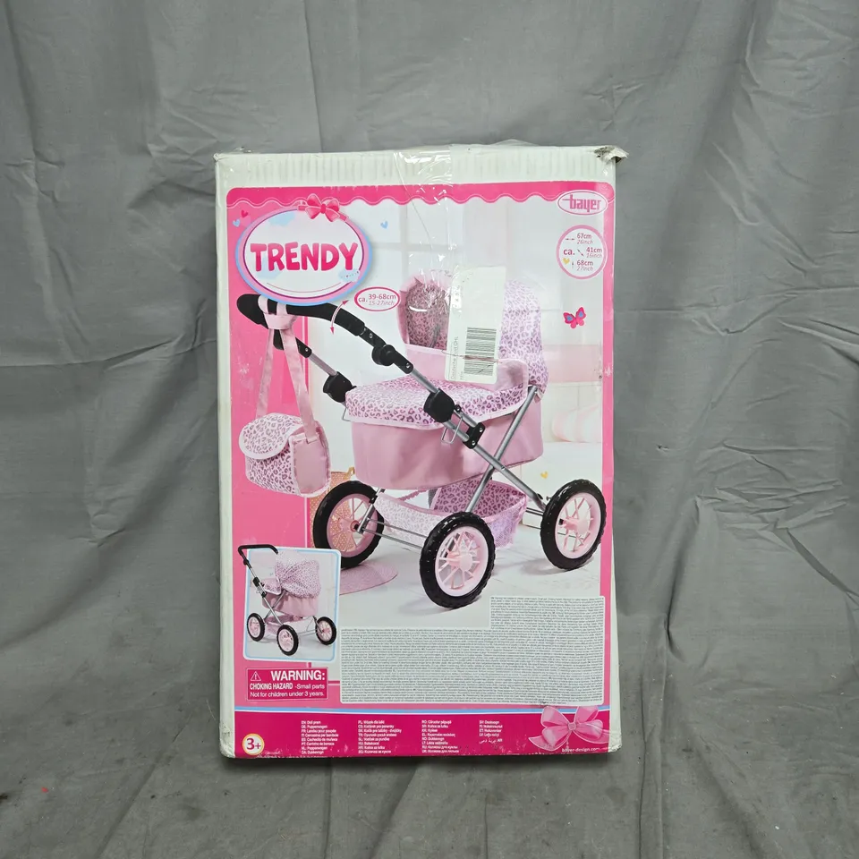 BAYER TRENDY PINK DOLL PRAM BOXED