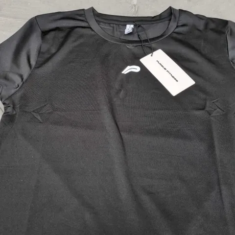 PURSUE FITNESS BLACK T-SHIRT WITH SMALL WHITE CHEST LOGO SIZE L