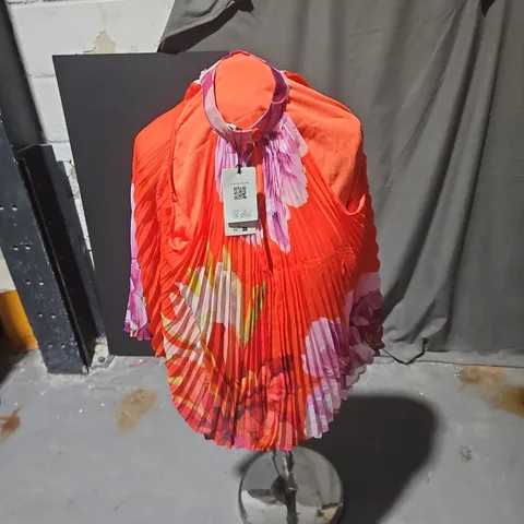 TED BAKER LONDON ORANGE PLEATED TOP – PINK FLORAL PRINT