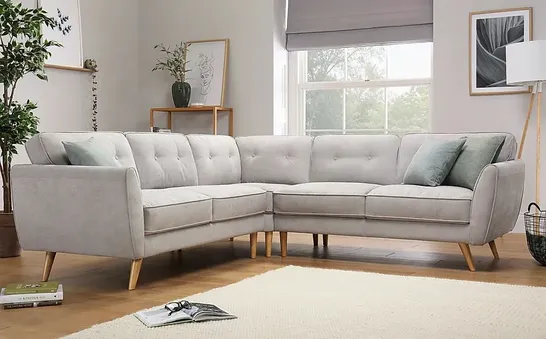 Lot 2518: BOXED DESIGNER HARLOW DOVE GREY PLUSH FABRIC CORNER SOFA (2 ...