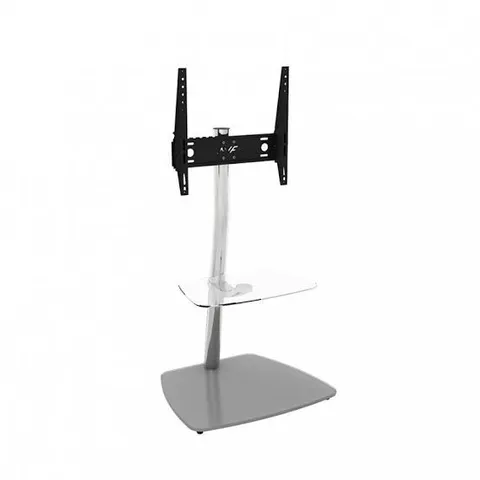 BOXED AVF FSL600ISGC ISEO CLEAR AND GREY GLASS PEDESTAL TV UNIT, 600mm (1 BOX)