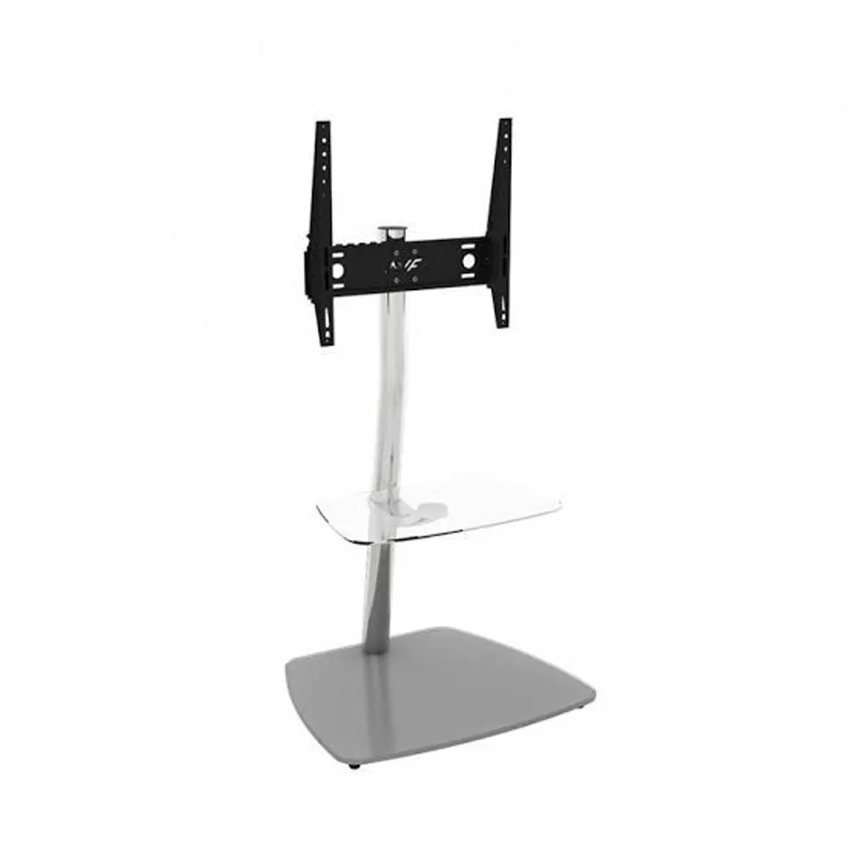 BOXED AVF FSL600ISGC ISEO CLEAR AND GREY GLASS PEDESTAL TV UNIT, 600mm (1 BOX)