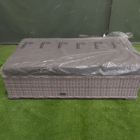 DESIGNER GREY RATTAN STOOL/BENCH WITH CUSHION