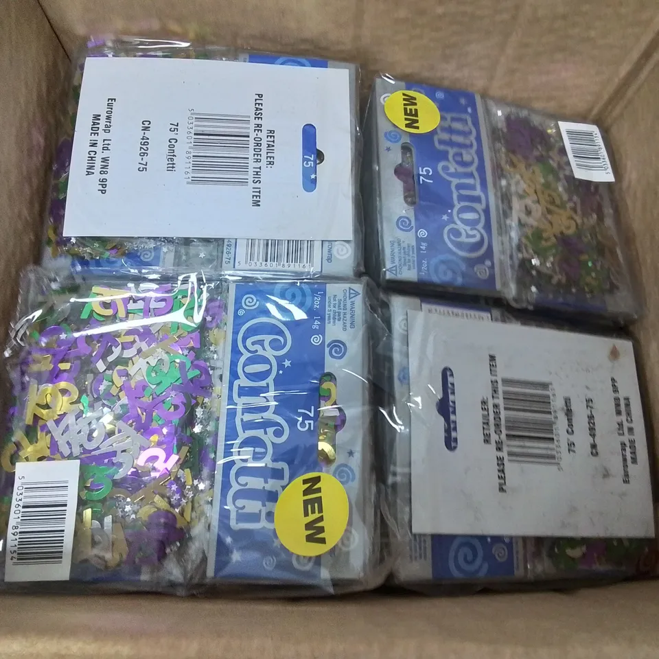 LOT OF 144 BRAND NEW 14G PACKS OF "75" THEMED CONFETTI