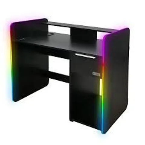 BOXED X ROCKER ELECTRA 110cm RGB GAMING DESK WITH WIRELESS CHARGING - BLACK (2 BOXES)