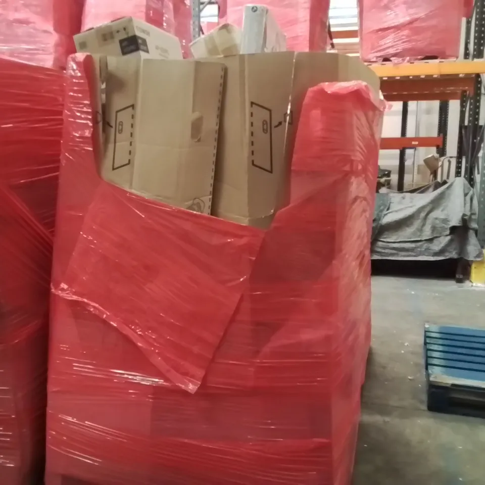 PALLET CONTAINING ASSORTED PRODUCTS INCLUDING: COWAY AIR PURIFIER, POOL CUE FLOOR STAND, FOLDABLE BATH TUB, TABLETOP EASEL, DRYING RACK ECT