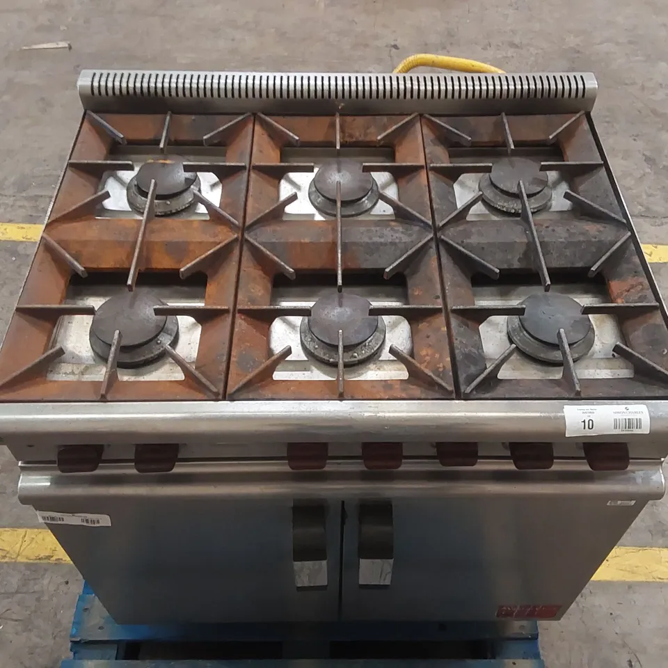 STAINLESS STEEL COMMERCIAL 6 GAS BURNER DOUBLE OVEN