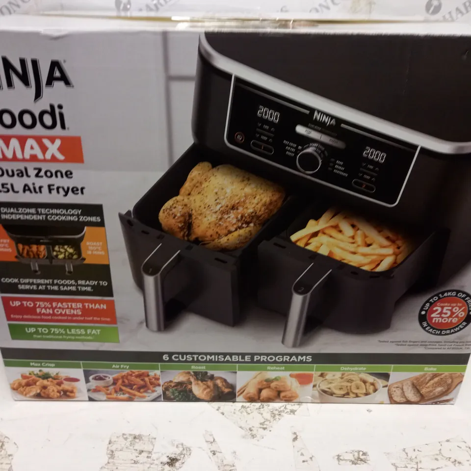 BOXED NINJA FOODI MAX DUAL ZONE AIR FRYER
