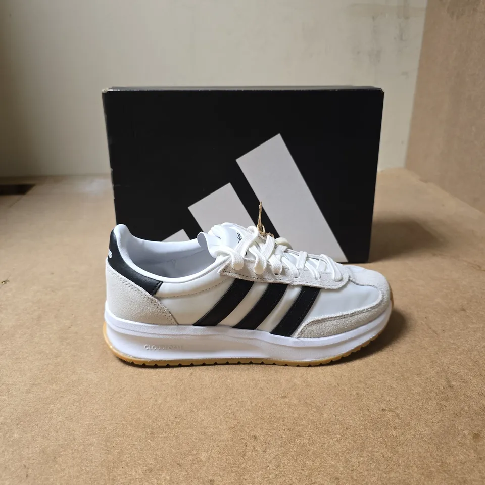 ADIDAS RUN 70'S SNEAKERS – WHITE WITH BLACK THREE-STRIPE DESIGN (BOX INCLUDED) - UK SIZE 4.5