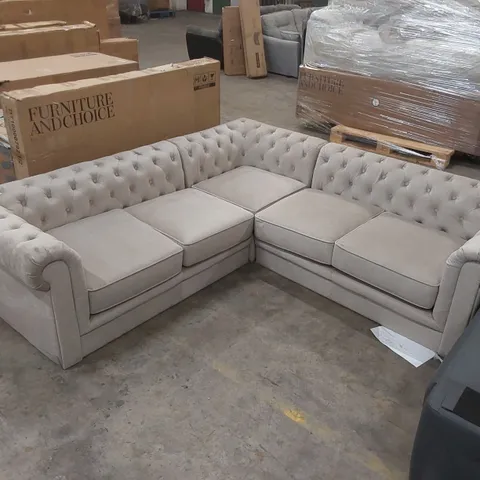 QUALITY DESIGNER VELVET CHESTERFIELD CORNER SOFA 