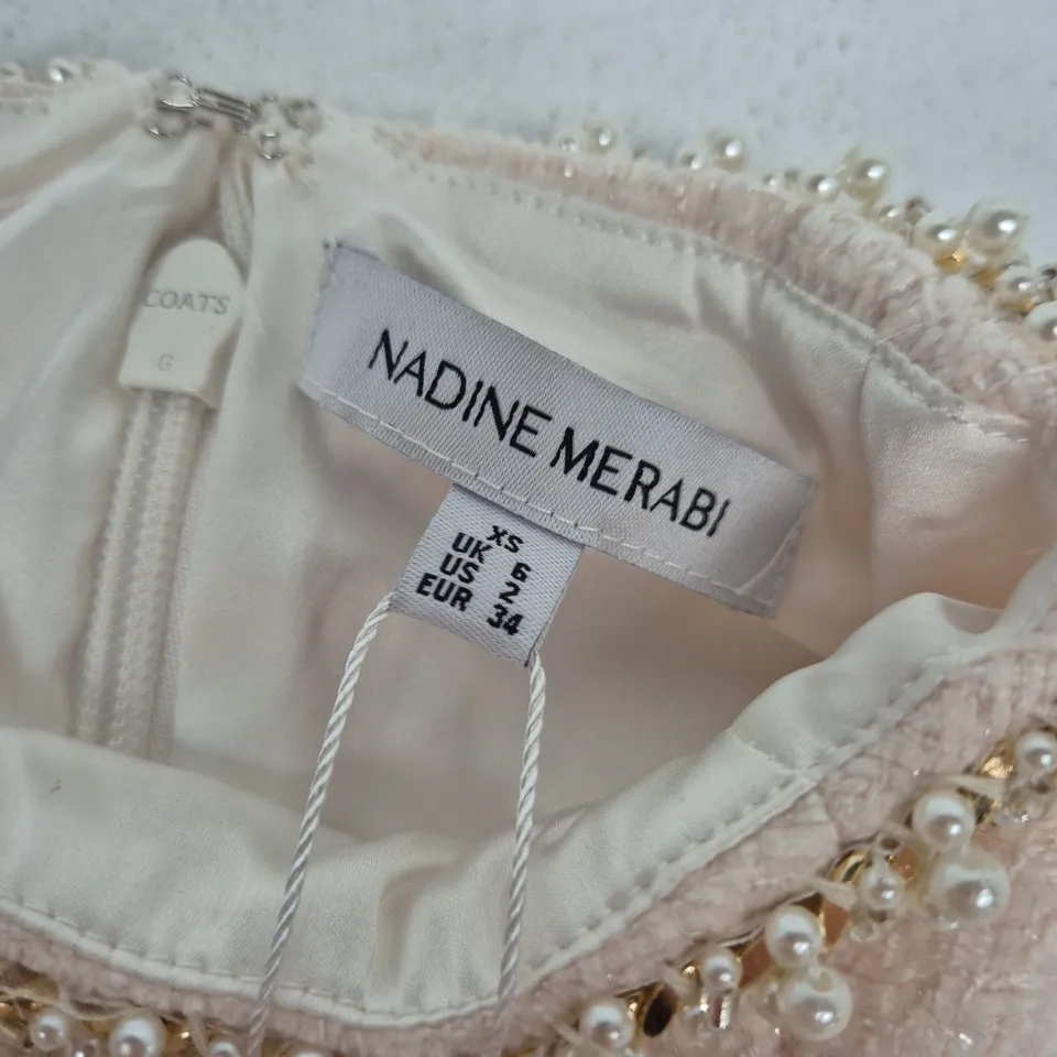 NADINE MERABI WOMEN'S DRESS, PALE PINK WITH PEARL EMBELLISHMENT, UK 6