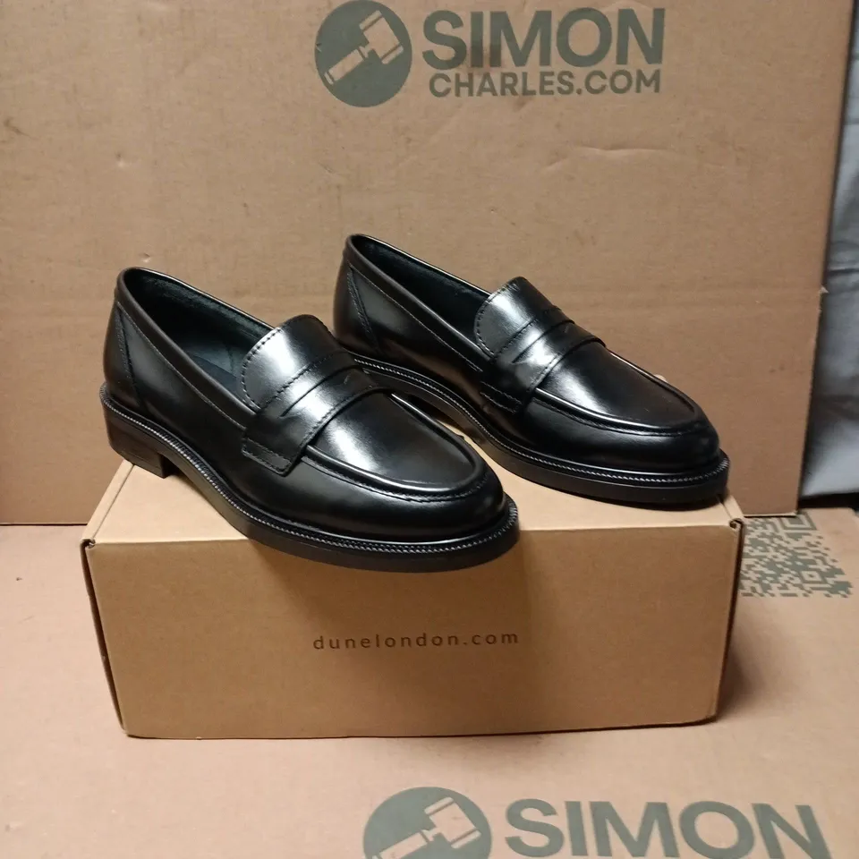 Dune London Black Leather Penny Loafers, UK 6 (EU 39)