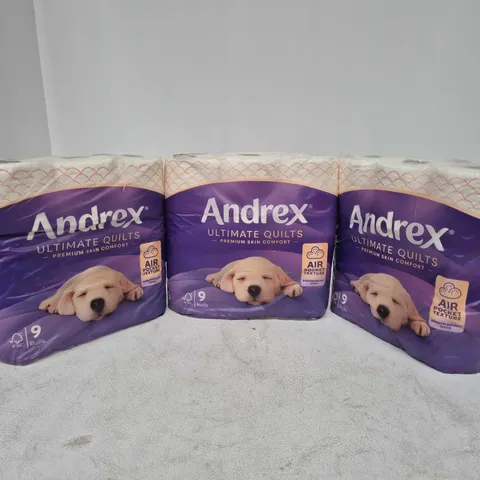 3 PACKS OF ANDREX ULTIMATE QUILTS (9 ROLLS PER PACK)