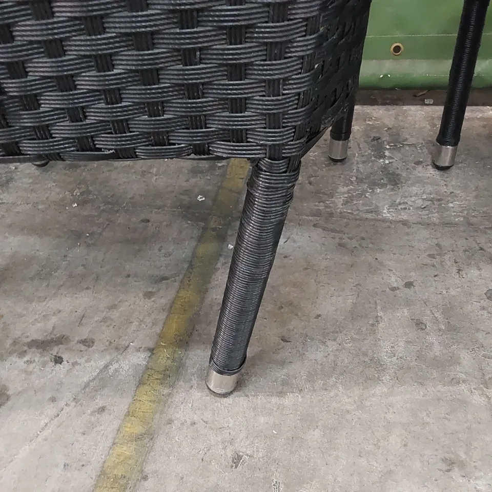 DESIGNER SET OF 4 BLACK RATTAN CHAIRS