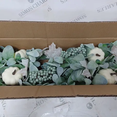 6FT PRE LIT GARLAND WITH FROSTED LEAVES