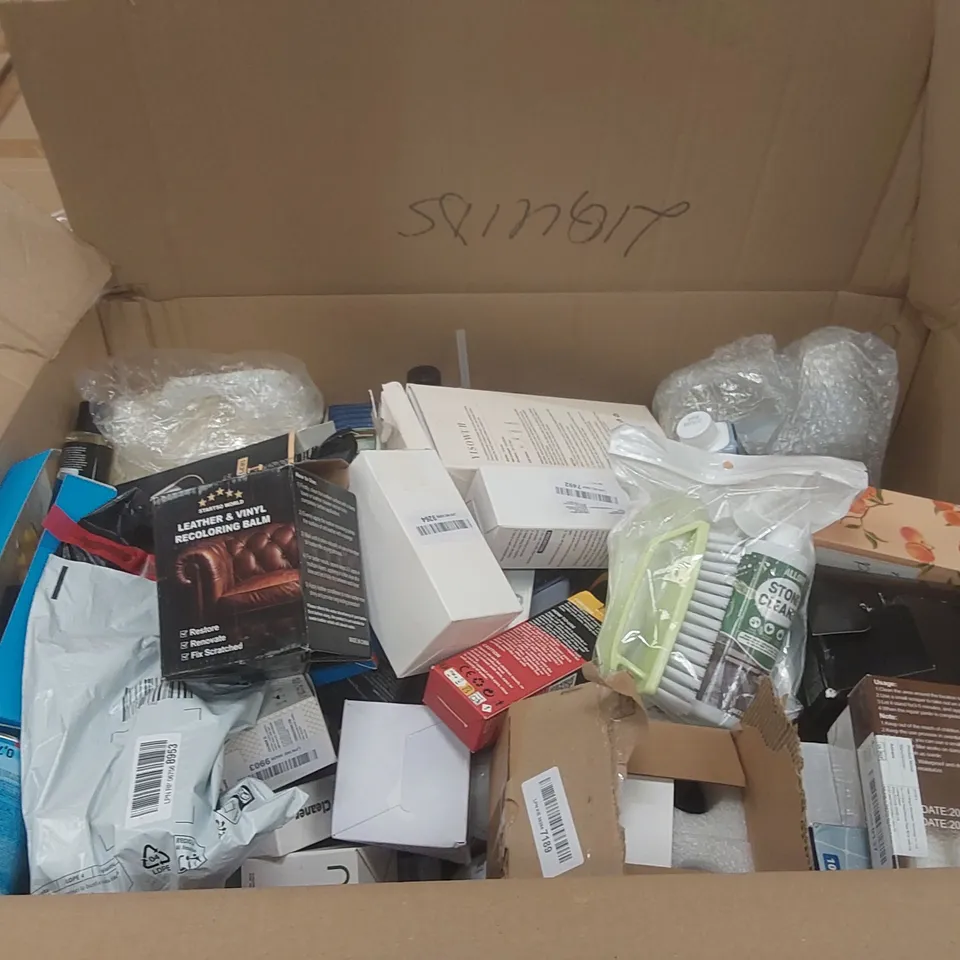 PALLET CONTAINING A VERY LARGE QUANTITY OF ASSORTED ITEMS INCLUDING: PAINTING ITEMS, CAR SCRATCH REMOVAL WAX, STONE CLEANER, LEATHER RECOLOURING BALM ECT