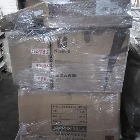 PALLET OF HOUSEHOLD ITEMS TO INCLUDE VANITY TABLE, BATHROOM MIRROR, LED LIGHT AND OTHER ASSORTED ITEMS...