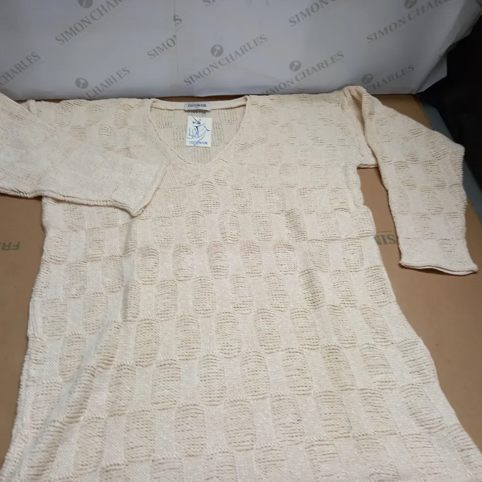 LOT OF 14 BAGGED AS NEW COTTON CREAM TEXTURED JUMPERS - SIZE UNSPECIFIED