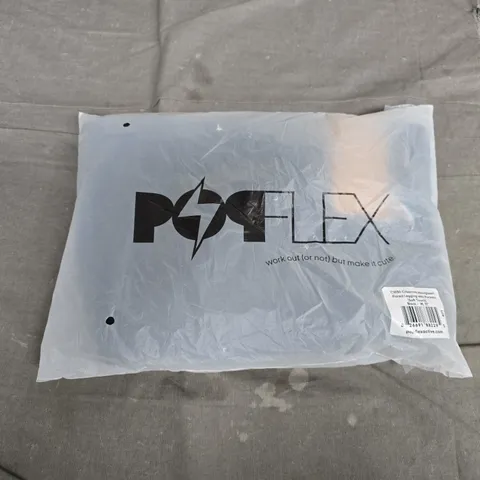 BAGGED POPFLEX ACTIVE C1030 CRISSCROSS HOURGLASS FLARED LEGGINGS WITH POCKETS – BLACK, SIZE M (INSEAM 31")