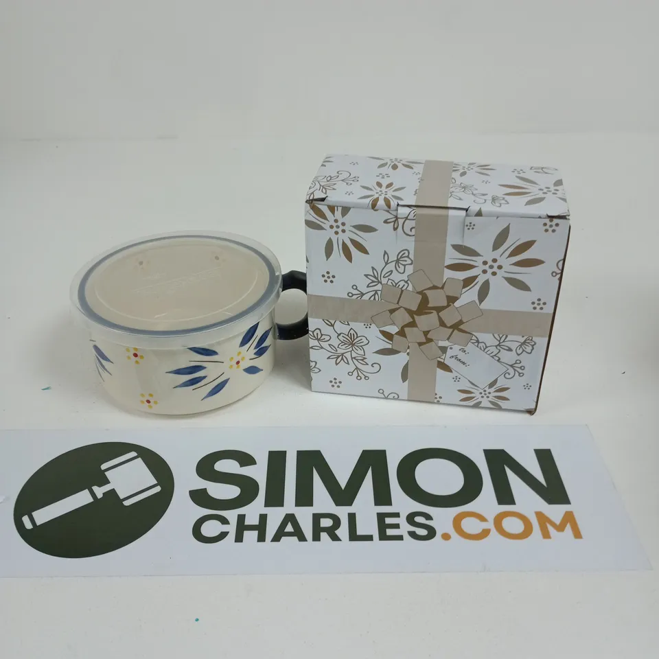 4 BOXED TEMP-TATIONS OLD WORLD PATTERNED CERAMIC MEAL MUGS