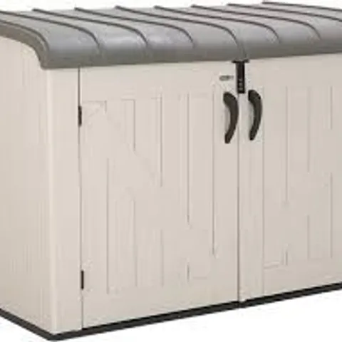 BOXED LIFETIME HORIZONTAL OUTDOOR STORAGE SHED - BEIGE/GREY (1 BOX)