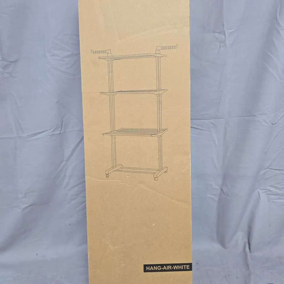 NEO HANG-AIR-WHITE 4-TIER CLOTHES RACK ON WHEELS