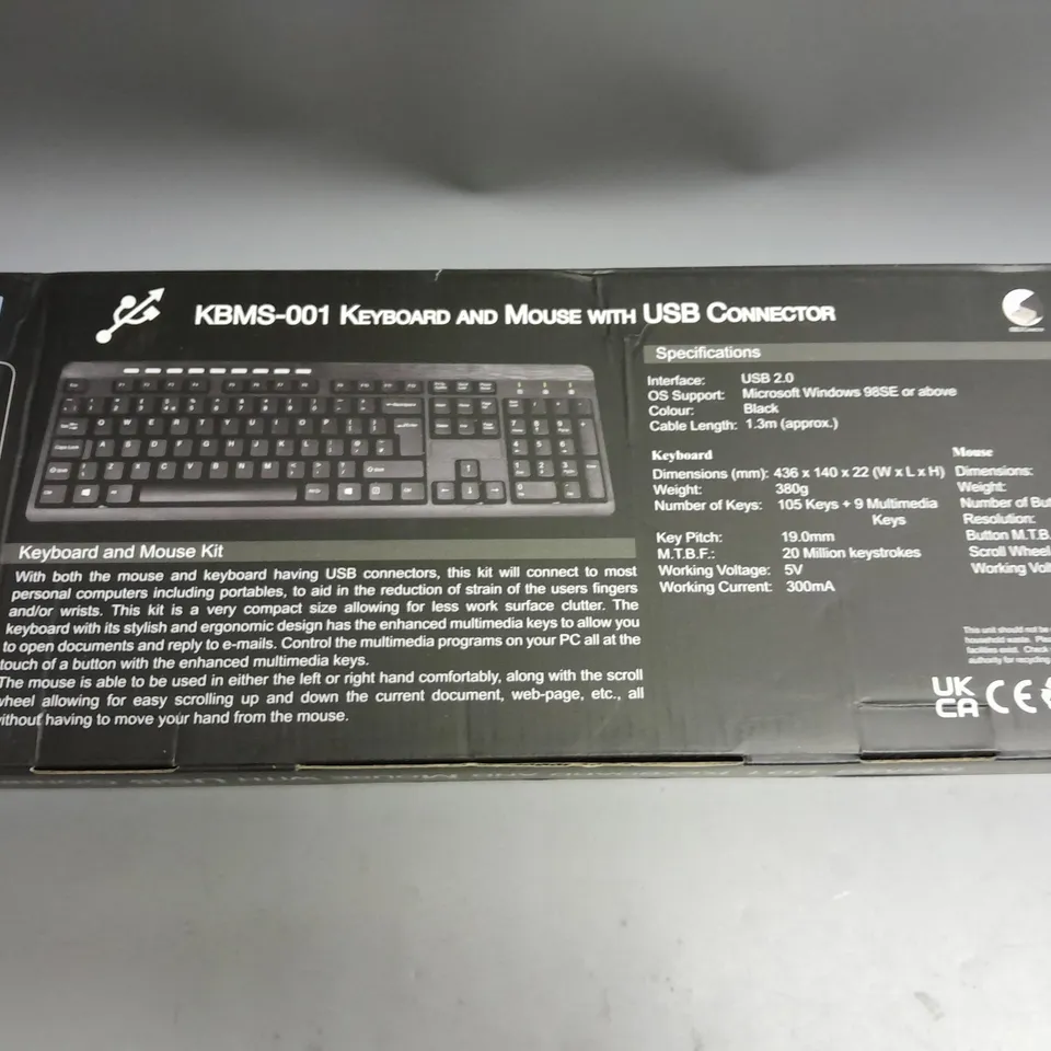 BOXED CIT KBMS-OO1 KEYBOARD AND MOUSE WITH USB CONNECTOR