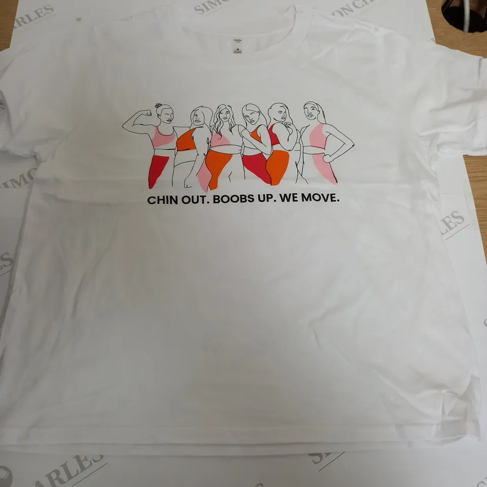 BOX OF APPROX. 10 ASSORTED AS COLOUR CUBE CHIN OUT. BOOBS UP . WE MOVE . SIZES UNSPECIFIED