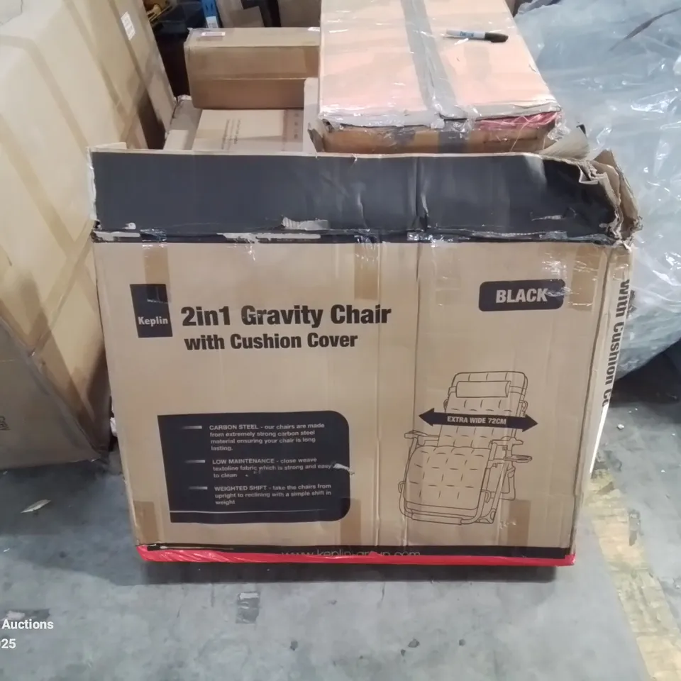 BOXED KEPLIN 2IN1 GRAVITY CHAIR WITH CUSHION COVER IN BLACK 