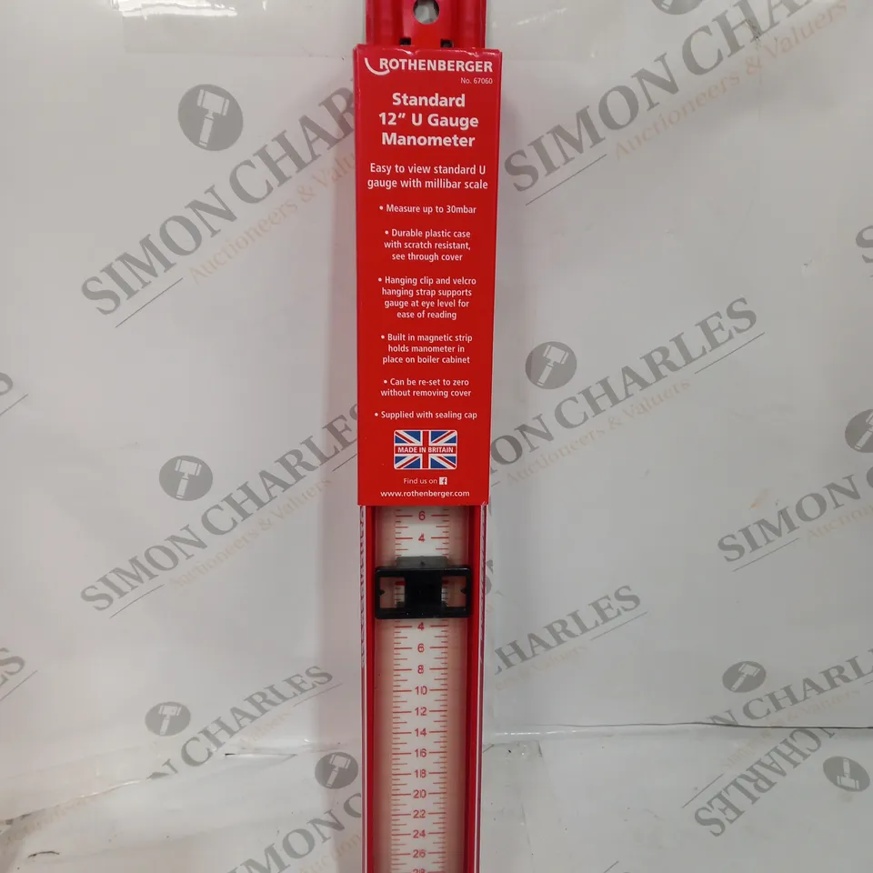 ROTHENBERGER STANDER 12" U GAUGE MANOMETER 