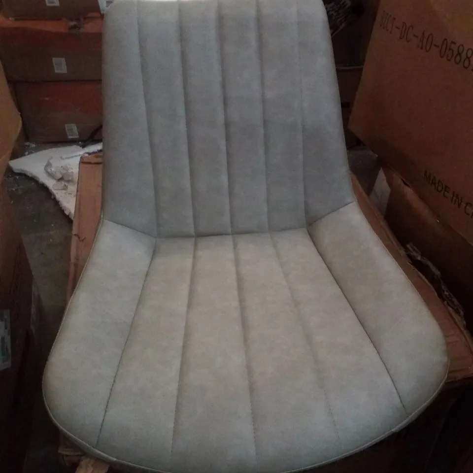 BOXED SET OF 2 LIGHT GREY FAUX LEATHER DINING CHAIRS 