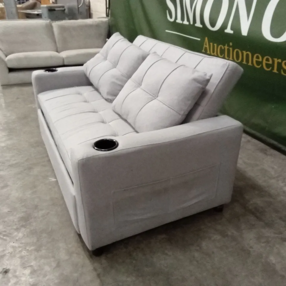 HUDSON 2 SEATER FABRIC UPHOLSTERED PULL-OUT SOFA BED