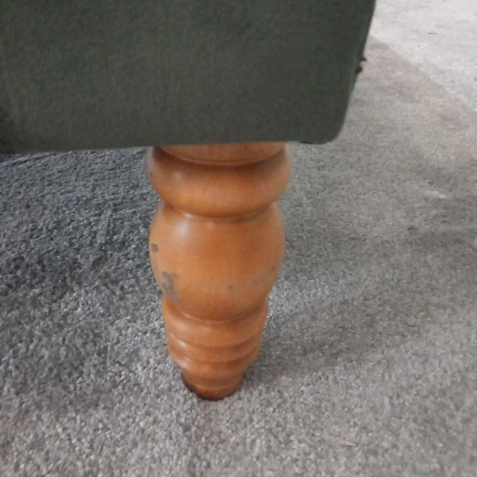 DESIGNER GREEN FABRIC THREE SEATER SOFA