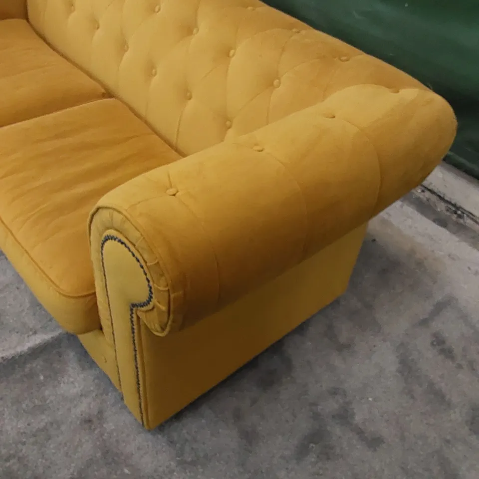 DESIGNER AARON 3-SEATER FABRIC SOFA - YELLOW/MUSTARD 