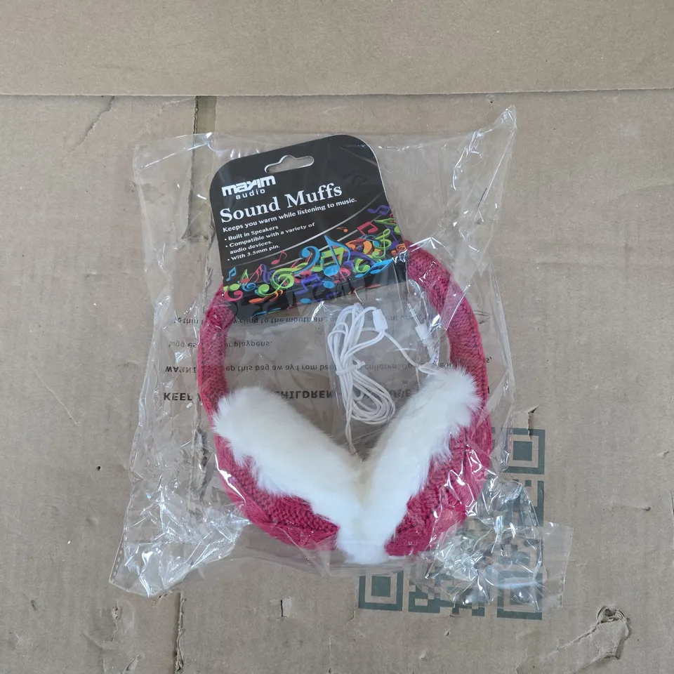 MAXIM AUDIO SOUND MUFFS – PINK EARMUFF HEADPHONES WITH BUILT-IN SPEAKERS (3.5MM)