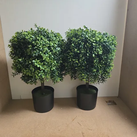 LOT OF 2 ARTIFICIAL BUSHES IN BLACK POTS